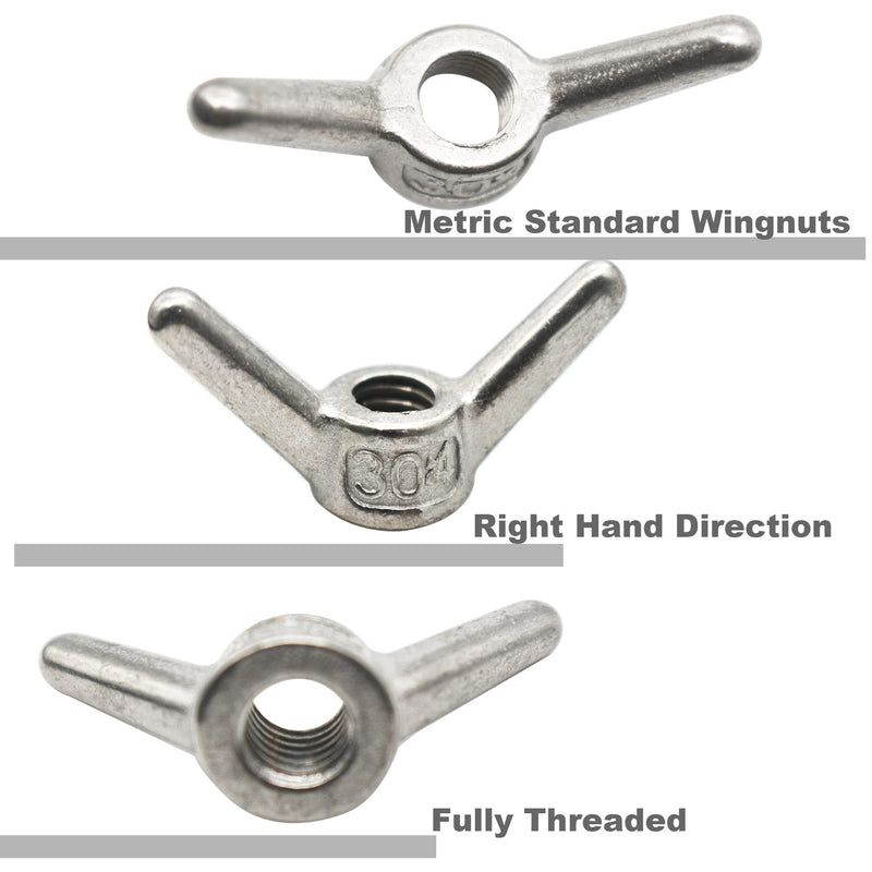 10 PCS Stainless M8 Wing Nuts Metric Thread Butterfly Clips Fasteners Kit