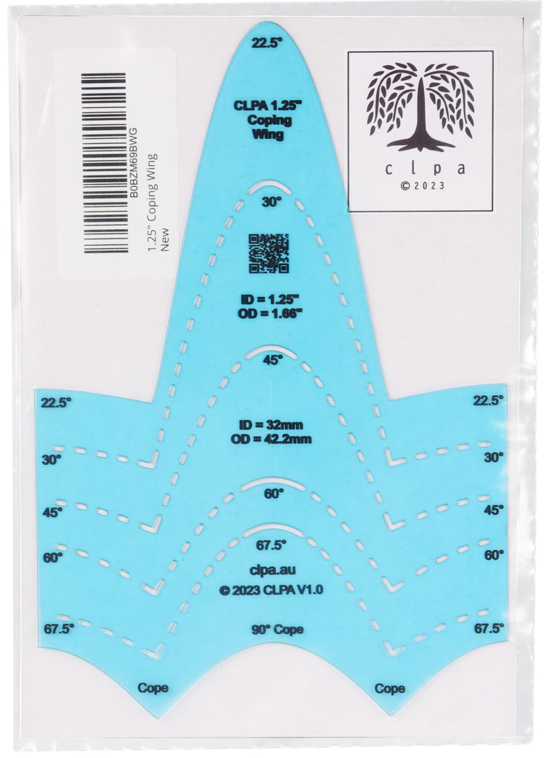 1.25" Coping Wing Master: Ultimate Pipefitter and Welding Tool, Precision Pipe Saddle Template, Notcher & Cutting Guide, Ideal for Pipe Fitting - Marking & Coping Pipes from 22.5 to 90 Degrees 2. Wing ID 1 1/4"