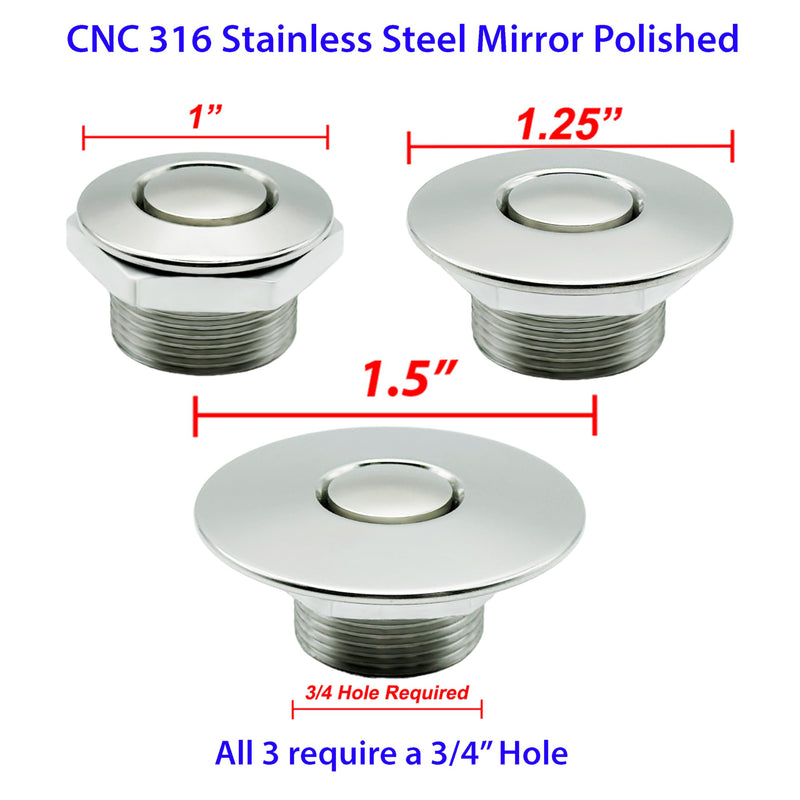 Polished Stainless Steel 1.50"" & 4"" Stud Stainless Polished-1.5" 4" Stud