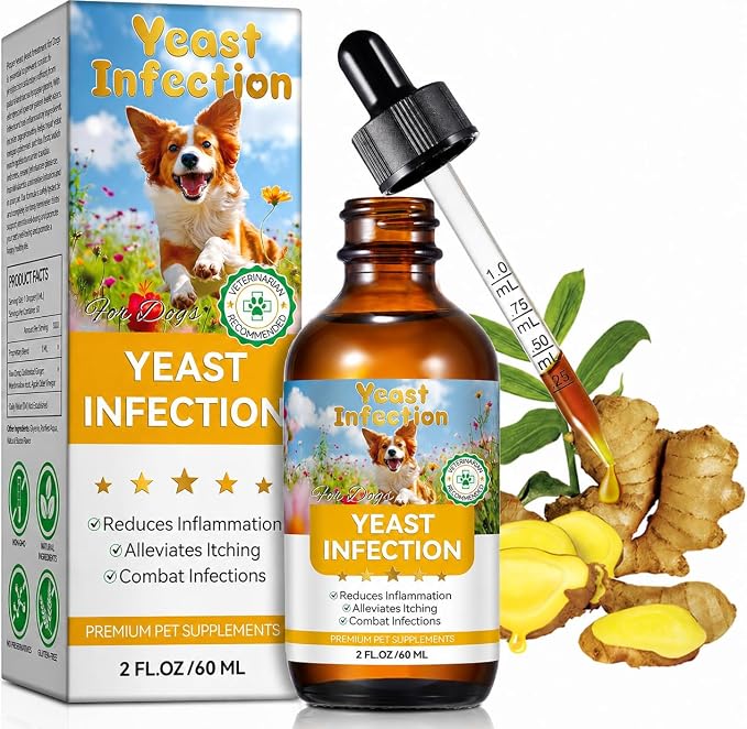 Natural Yeast Infection Treatment for Dogs, Support Healthy Itch Relief, Ear Paw Discomfort Care, Itch Relief for Dog, Inflammation Relief for Dogs, 60ml