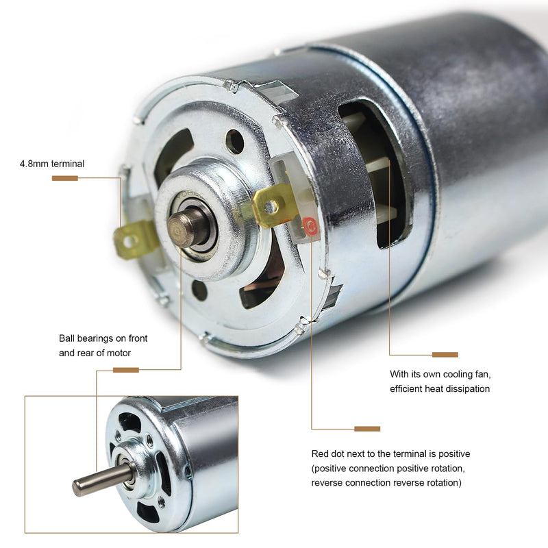RATTMMOTOR DC Motor CNC 997 Spindle Motor 400W 12-48VDC 0.99N.m 5000-20000RMP Double Ball Bearing, Diameter 52mm for DIY Mini CNC Router Lathes Milling Engraver Polishing Machine
