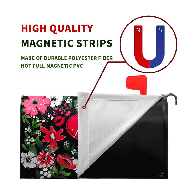 Happy Valentines Day Mailbox Covers Magnetic Standard Size Valentine Mailbox Post Cover Red Heart Truck Floral Flower Valentine's Day Mailbox Decor Waterproof Mailbox Wraps 21 * 18 Inch 21x18inch Happy Valentine's Day Mailbox Cover