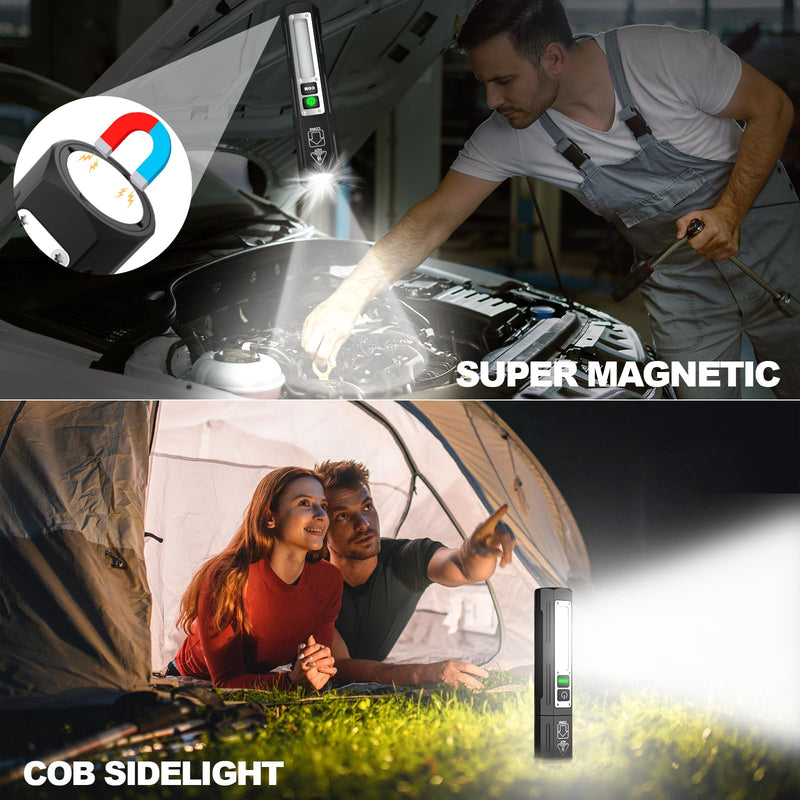 Rechargeable Flashlights High Lumens - 20,000LM Super Bright Small Pocket Magnetic Flashlight, 8 Modes LED Tactical Flash Light, Dual Button Powerful Flashlight for Camping (2, Pure Black) 2
