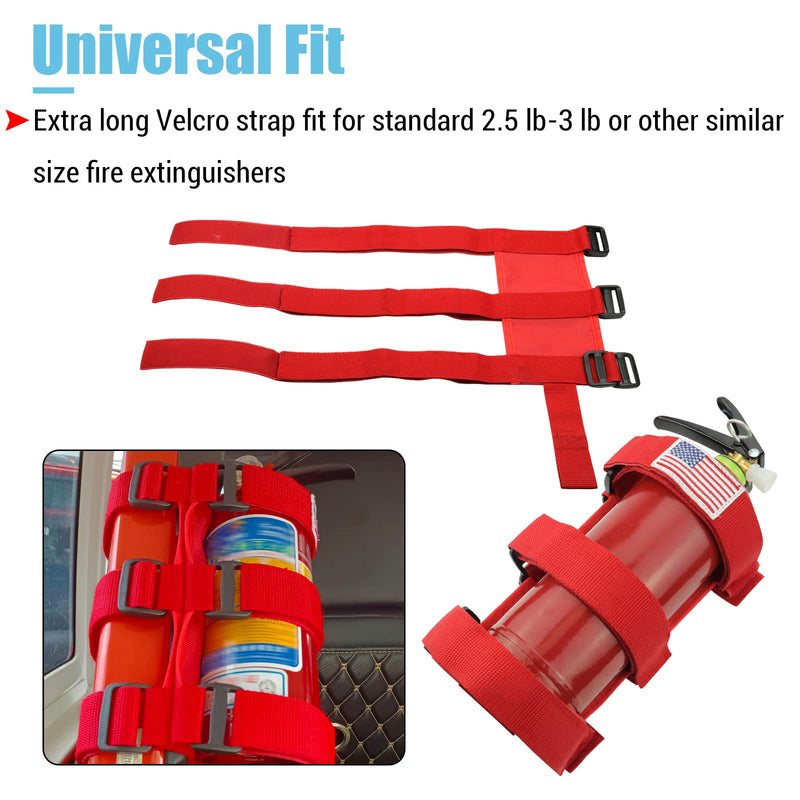 Fire Extinguisher Holder Roll Bar Adjustable Strap Brackets Fits for Jeep Wrangler Unlimited CJ YJ TJ LJ JK JKU JL JLU,Red with USA Flag Pattern Red