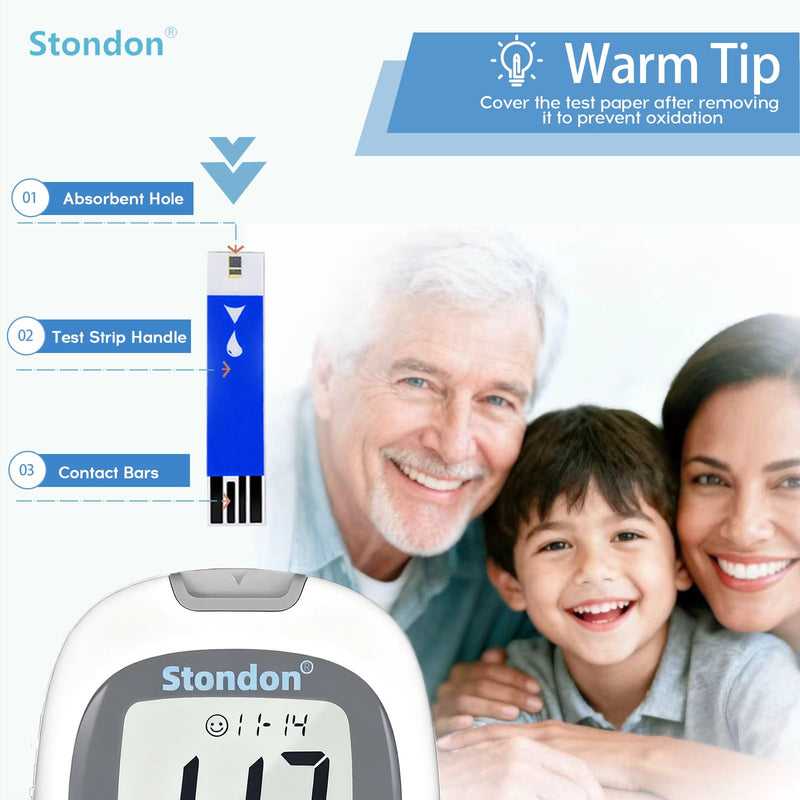 Stondon Blood Glucose Test Strips and Lancets, 150 Test Strips + 150 Lancets, Compatible with Stondon G430/G520/G425-3 Glucose Meters, No Coding Blood Sugar Testing Supplies