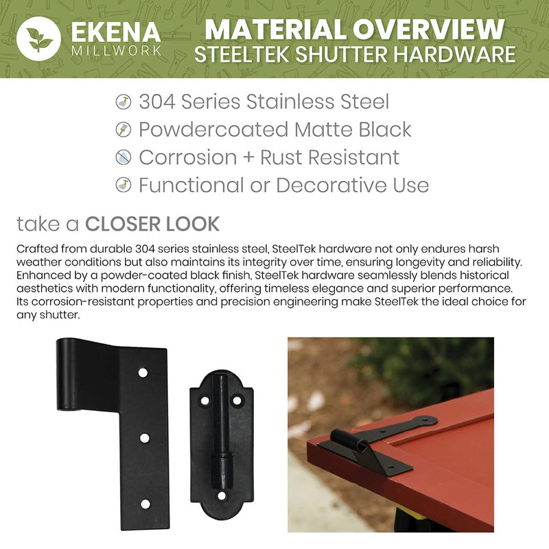 SteelTek L-Hinge with 1 1/2" Offset (Sold as Pair), 304 Stainless Steel, Powder Coated Black
