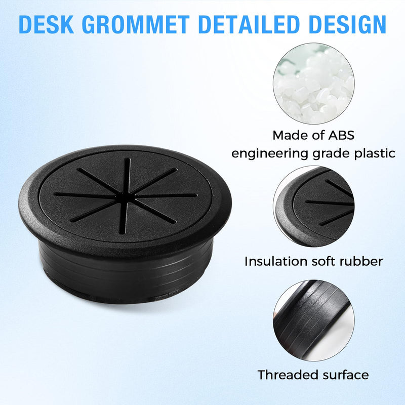 Desk Grommet 2" (50 mm), Desk Hole Cover for Cables White, Cable Grommet ABS Plastic, Desk Hole Grommet for Office and Home Table Cable, Detachable & Flexible Cable Cord Organizer-2 Pcs 2" (50 mm) 2 pcs White