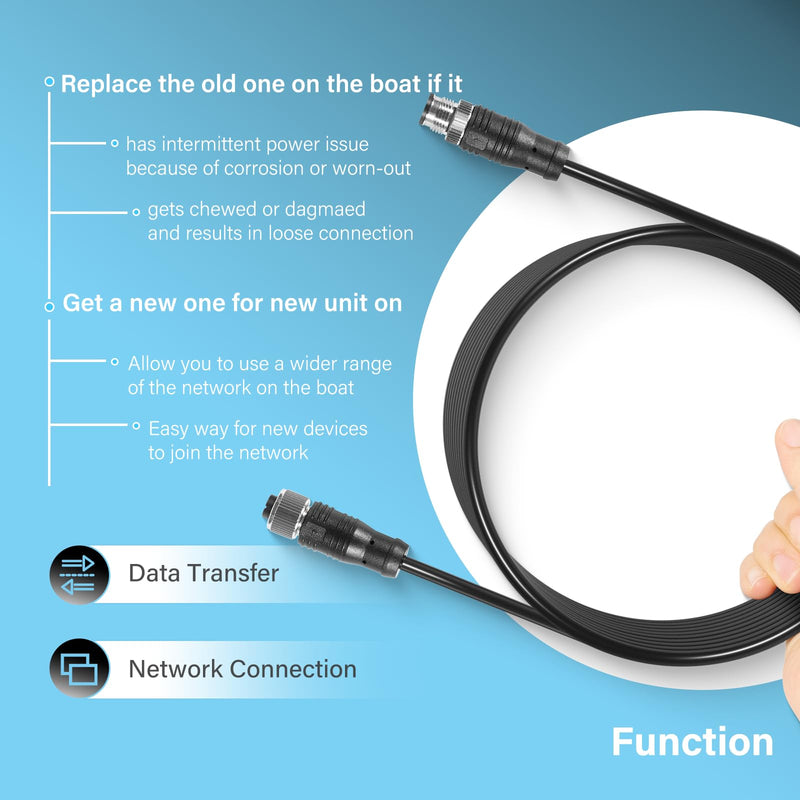 NMEA 2000 (N2K) 14-Foot Drop Cable Backbone Cable Extension Cable Fit for Lowrance Simrad B&G Navico Garmin Networks, Stable Connection, IP67 Waterproof 14 Feet