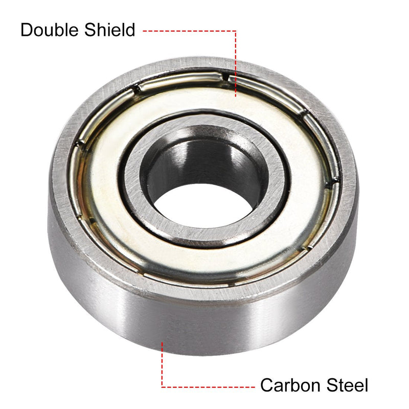 uxcell 608ZZ Deep Groove Ball Bearing Double Shield 8mm x 22mm x 7mm High Carbon Steel Z1 Bearings 2pcs 8mmx22mmx7mm