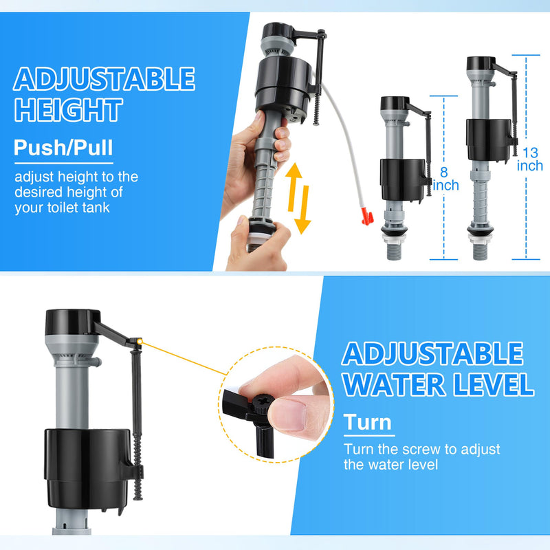 Saillong 3 Inch Toilet Flusher Replacement Kit, Include 3 Inch Adjustable Flush Valve with Flapper, Fill Valve, Front Flush Handle, Rubber Gasket, Bolts, Complete Toilet Parts Inside Tank Kit(1 Pack) 1