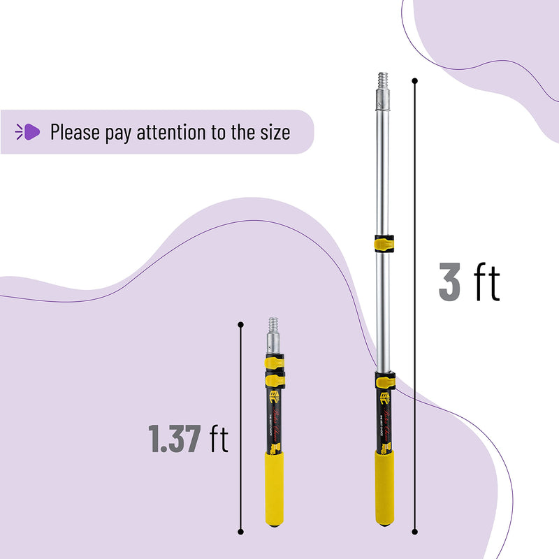 Bates- Extension Pole, 1.4 to 3 Ft Pole, Telescoping Pole, Paint Pole, Extendable Pole, Paint Roller Extension Pole, Painters Pole, Extension Handle, Telescoping Handle, Telescoping Paint Roller Pole Black and Yellow