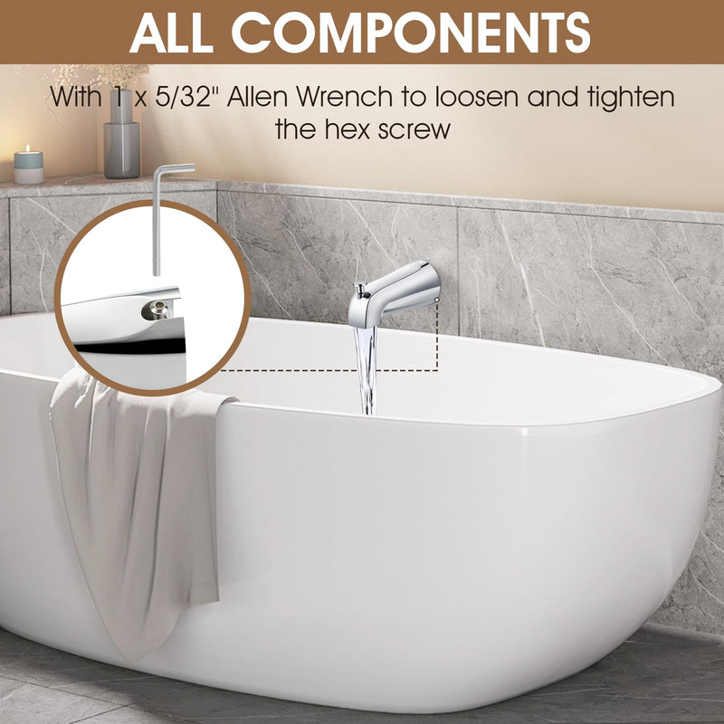 Tub Spout with Diverter,Easy to Install Bathtub Faucet，American Standard Tub Faucet Universal Fits 1/2" Copper Pipe(5/8" Diameter),Chrome