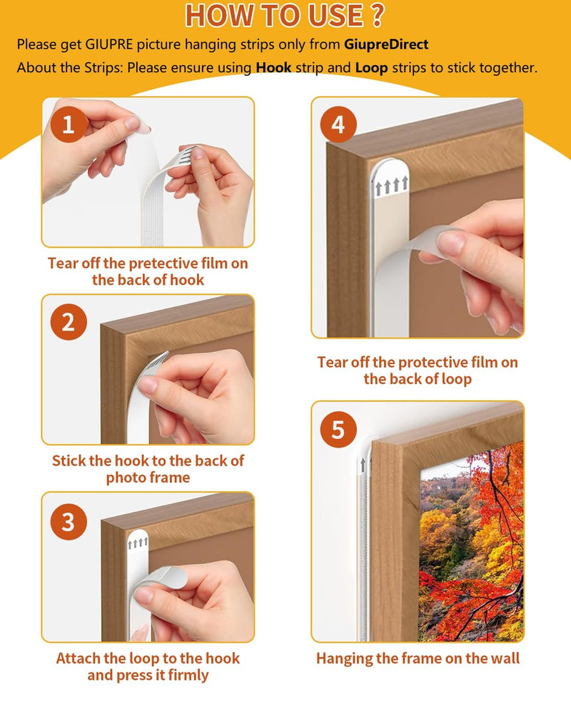 Picture Hanging Strips - 24-Pairs(48 Strips) Wall Sticky for Hanging Pictures on Wall Without Nails, Adhesive Picture Hangers Heavy Duty No Damage Picture Hanging White