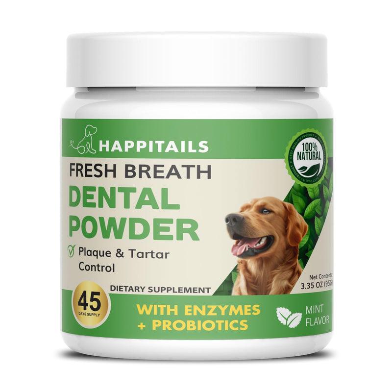 Dog Dental Powder Supplement | Daily Oral Care Support with Enzymes & Probiotics | Mint-Flavored Powder for Dogs | Easy Sprinkle Over Food | 45 Servings