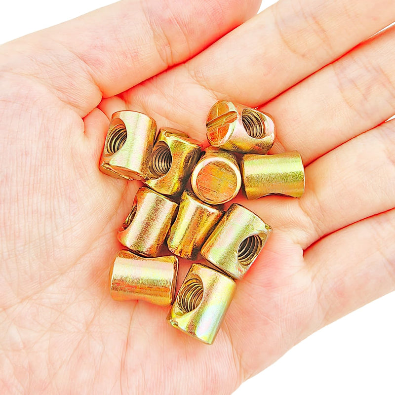 20 PCS M8 Barrel Nuts M8x15mm Furniture Barrel Nuts, Cross Dowels Slotted Nuts for Furniture Beds Crib and Chairs