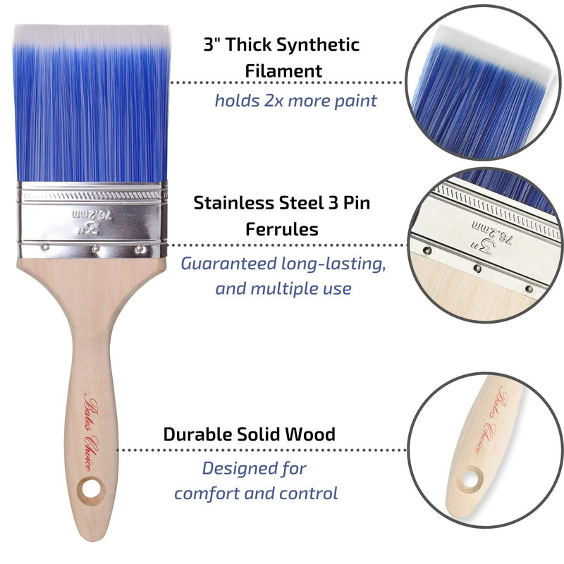 Bates - 2 Pack, Wood Handle, Paint Brushes Set, Professional House, Trim, Sash Paint Brush Wood Handle Angle/Flat 2 Pack, 2.5” & 3”