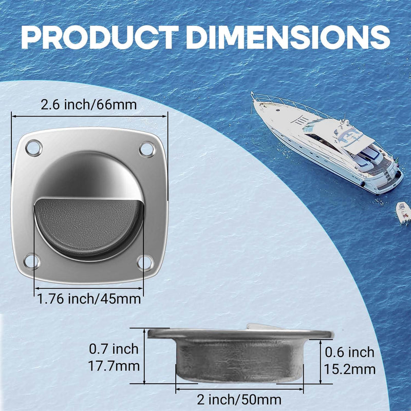 Boat Flush Pull Handle, Recessed Door Handle 316 Stainless Steel Square Boat Hatch Pull Flush, Marine Recessed Sliding Door Handle with Screws, Boat Cabin Accessories