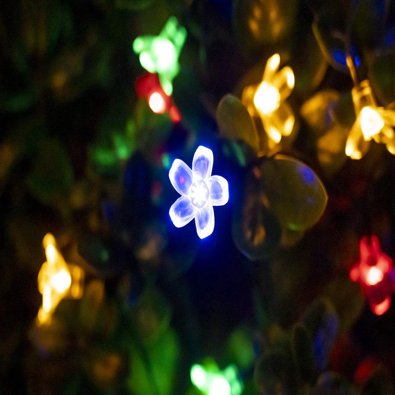 ITICdecor Solar String Flower Lights Outdoor Waterproof 50 LED Fairy Light Decorations for Garden Fence Patio Yard Christmas Tree, Lawn, Party (Multi-Colored) Multicolor