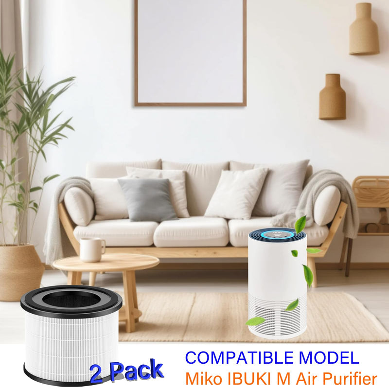2 Pack MAF-02 Replacement Filter for Miko IBUKI M Air Purifier MA-02CW, 3 IN 1, H13 True HEPA with Activated Carbon and Pre-Filter
