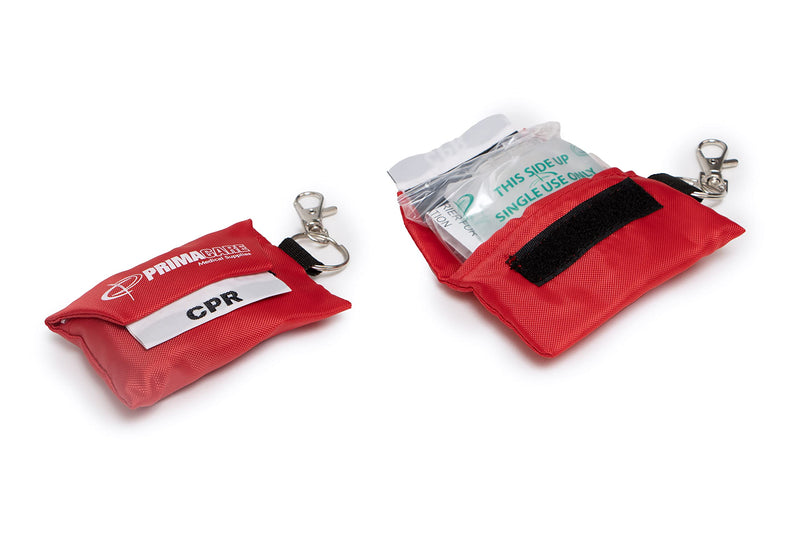 PrimaCare RS-8631 CPR Barrier Keychain Pouch with One Way Valve, Face Shield Mask Keyring with Filter