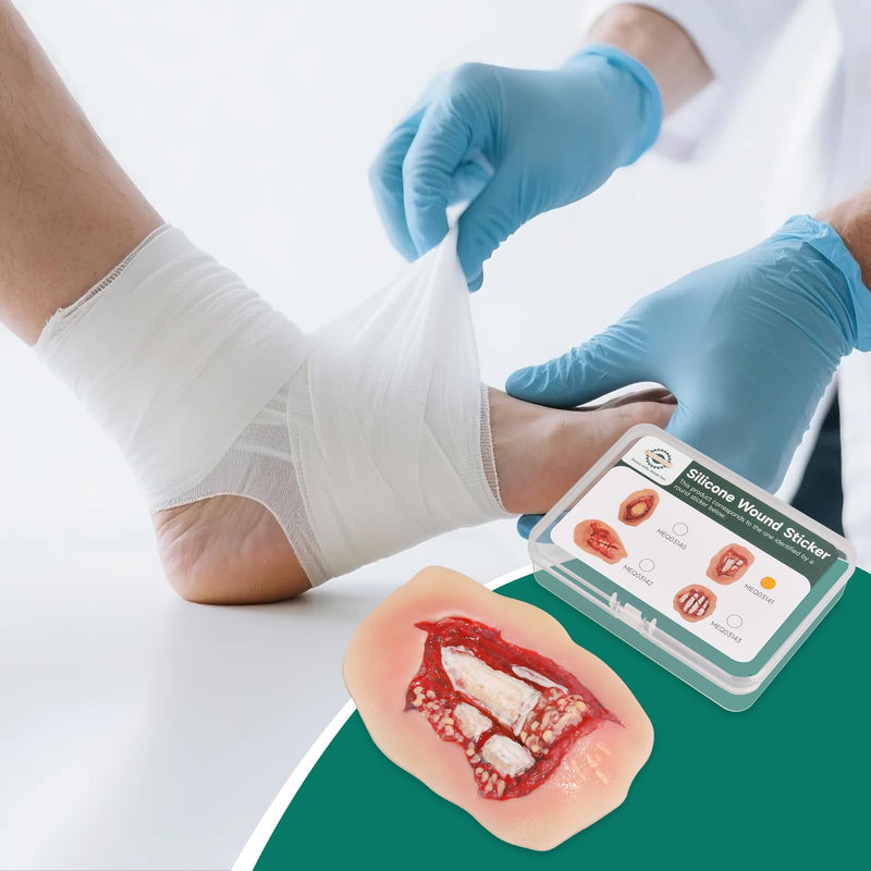 Adhesive Open Fracture Wound Model, Silicone Trauma Simulation Trainer for EMT, First Aid, Nursing & Combat Care Training
