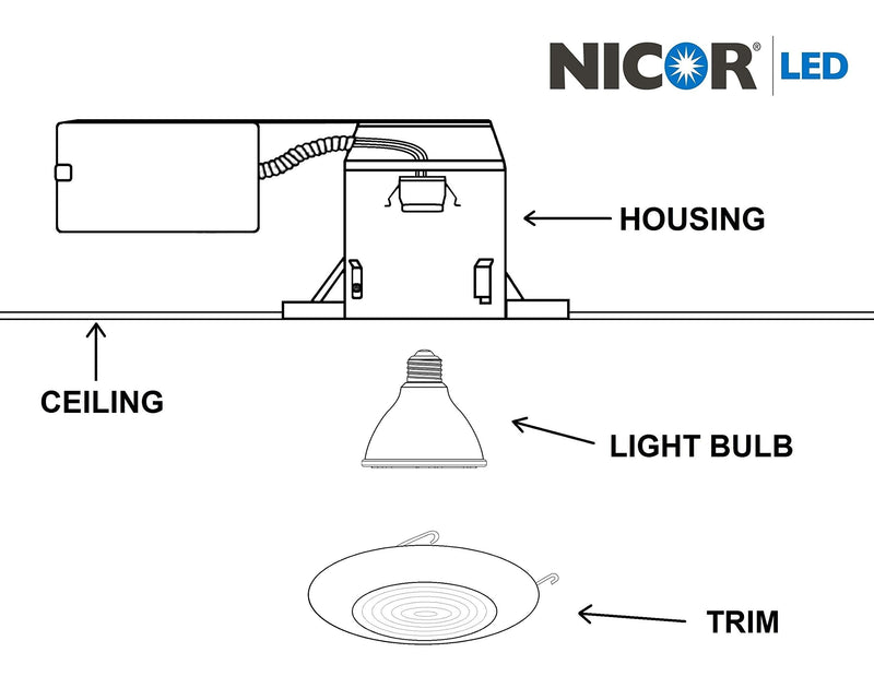 NICOR Lighting 6 inch White Recessed Shower Trim with Glass Fresnel Lens (17502)