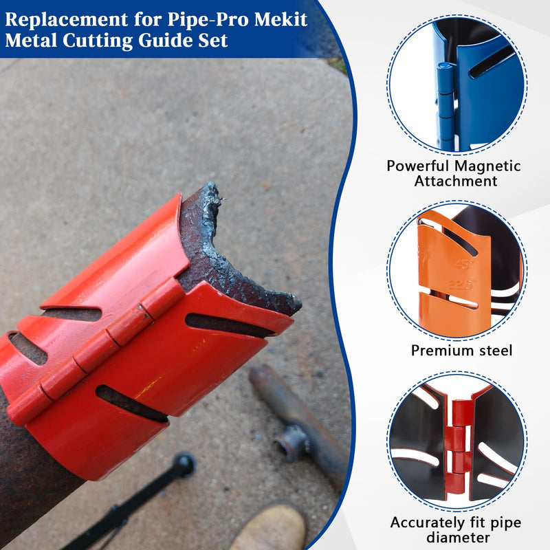 3 Piece Metal Cutting Guide Kit,Pipe Saddle Template Sizes Include: 1-7/8", 2-3/8", 2-7/8" Pipe Cutting Guide Set Cuts at 45°, 90°, 22.5° and Saddle Cut,Steel