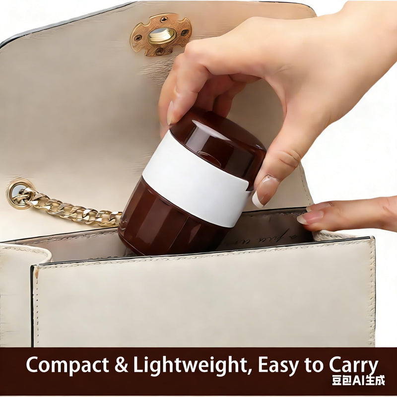 3-in-1 Pill Crusher and Cutter with Storage, BPA-Free Pill Grinder for Fine Powder, Stainless Steel Blade & Grinding Head, Portable Pill Splitter for Elderly, Pets, Travel (Brown) Brown