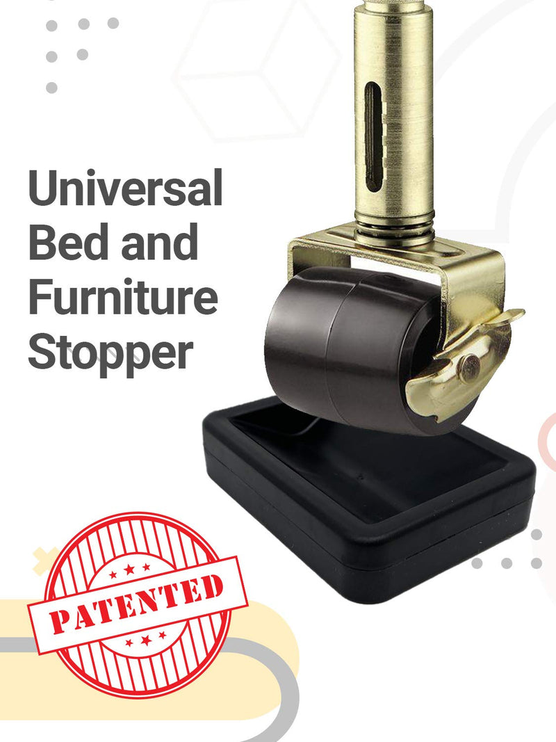 SlipToGrip Bed and Furniture Stopper - Bed Stoppers to Prevent Sliding - Bed Frame Wheel Stoppers - Bed Wheel Stopper - Wheel Stoppers for Rolling Furniture - Black (Set of 4)