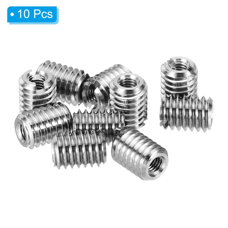 PATIKIL Thread Adapters Sleeve Reducing Nut, 10 Pcs M6*1 Male to M3*0.5 Female Repairing Insert Nut Screw Reducer Conversion Stainless Steel Fastener 8mm M3xM6x8mm