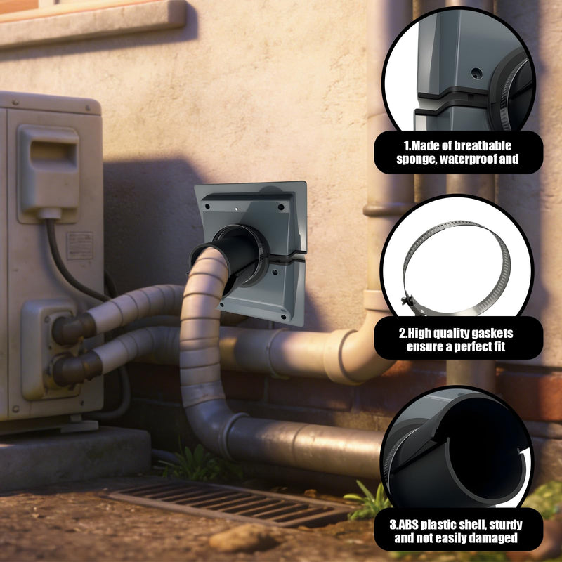 HVAC Wall Penetration Duct Kit Cover, Split Ac Line Set Wall Cover, Easy Install Wall Pass Through for Indoor Outdoor Air Conditioning Systems