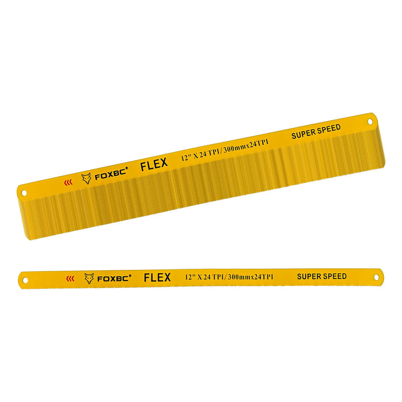 FOXBC Hacksaw Replacement Blade 12 inch 24 TPI, High Speed Hack Saw Blade Carbon Strength Steel, 10-Pack