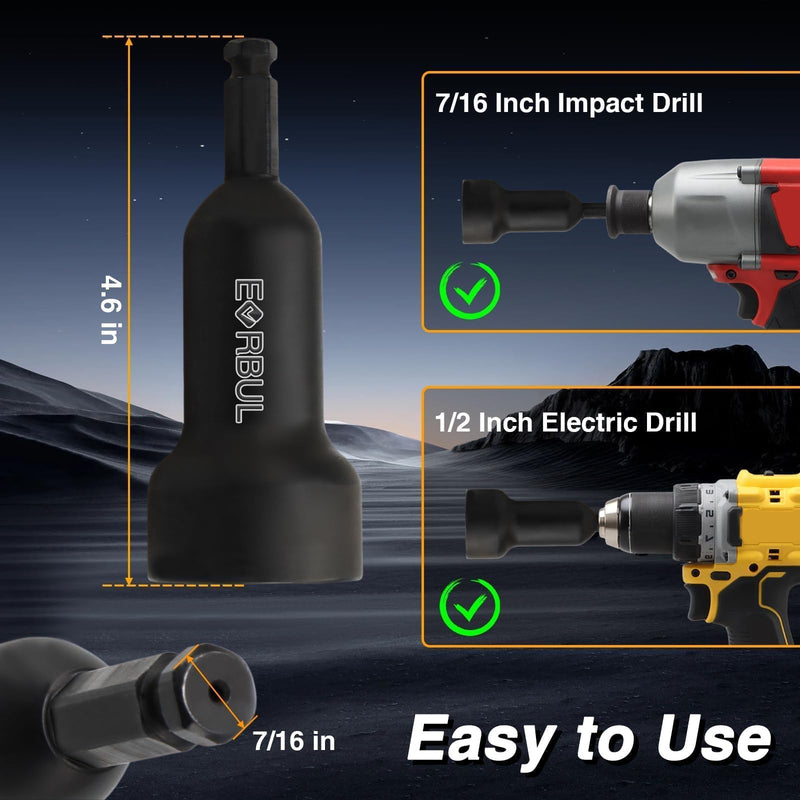 EVRBUL Upgraded Impact Drill Bit Socket Wrench 2-in-1 Square Nut Remover 4-Point Impact Adapter Socket for 1 Inch and 1-1/8 Inch Square Nuts