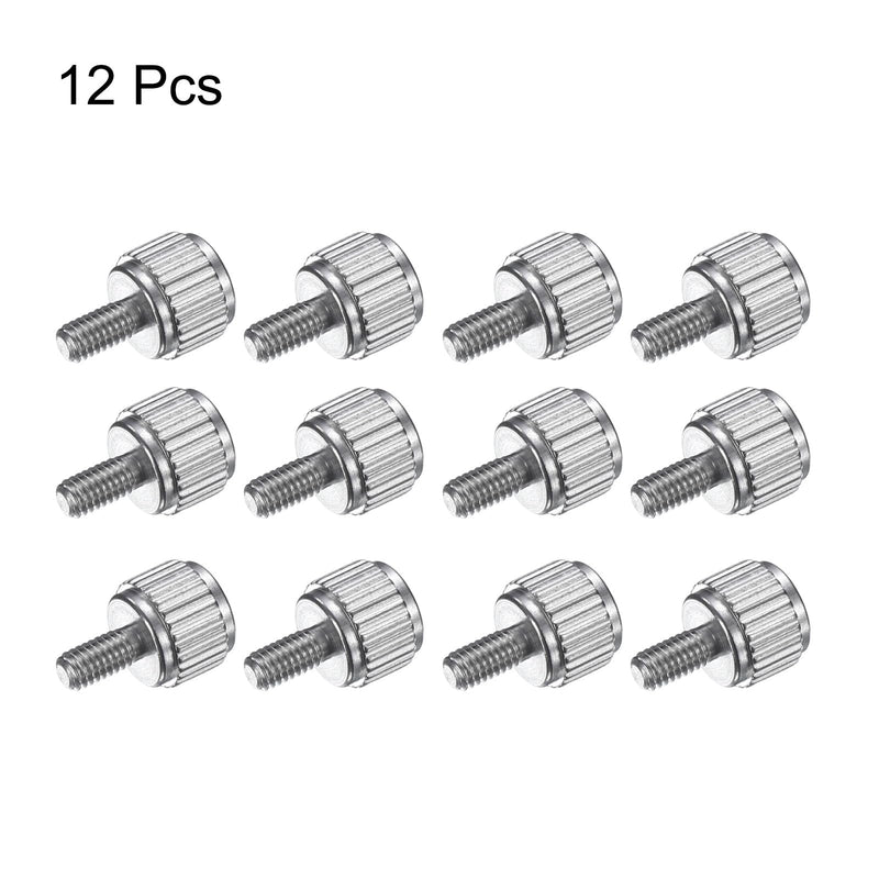 HARFINGTON 12pcs Knurled Thumb Screws M2.5x5mm Stainless Steel Locking Screws Round Flat Head Knob Bolts for Slide Caliper Measuring Tool Accessories, Silver