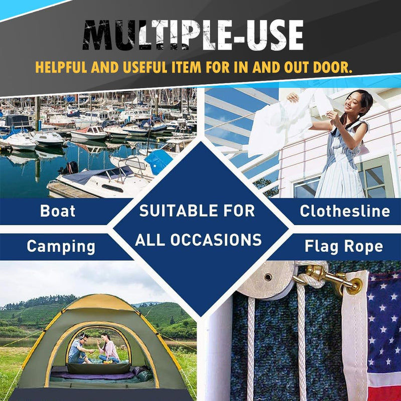 PerkHomy Cotton Rope 3/16" (5mm) 100 ft Multi Purpose Utility Diamond Braided Cord, Natural Cotton for Clothes Line Camping Crafting Flag Pole, Natural White 3/16" x 100'