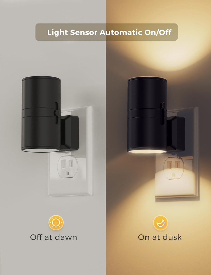 L LOHAS LED Night Light Plug in, Modern Night Lights Plug into Wall, Dusk to Dawn Sensor, Soft White 3000K, 0-100LM Adjustable Brightness, Dimmable Night Lights for Hallway Bedroom Stairway, 2 Pack 3000K-soft white