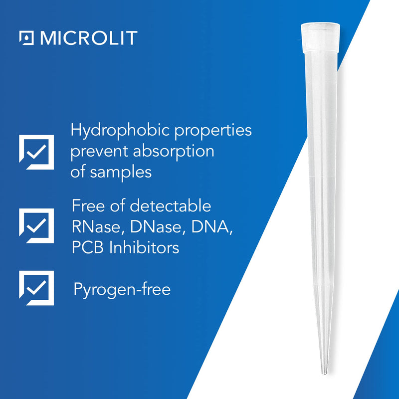 MICROLIT - 10 mL Micropipette Pipette Tips, Low-Retention Hydrophobic Transfer Pipette Tips, Nonpyrogenic Sterile Plastic, Clean-Release Laboratory Pipette Tips, 100 Count 10 mL (100 count)