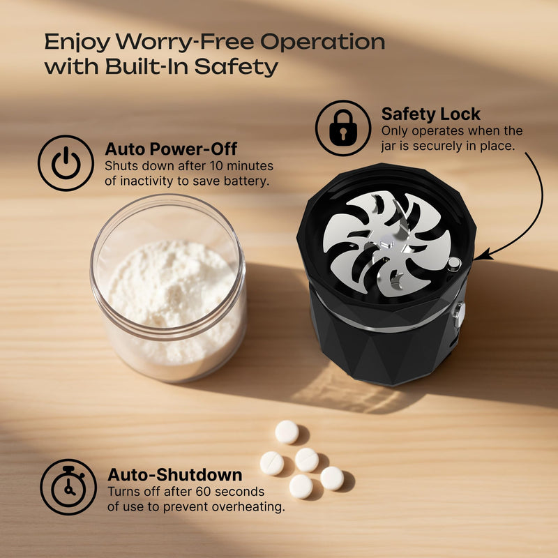 Electric Pill Crusher Grinder - Fine Powder Automatic Grinder to Pulverize Multiple Pills Small Large Medication for Elderly & Pets - Portable Cordless Crusher 1-Pack