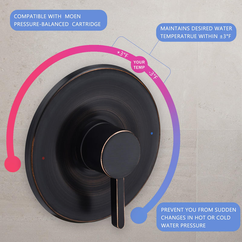 Shower and Tub Trim Kit, Compatible with Moen Posi-Temp Valve, Oil-Rubbed Bronze