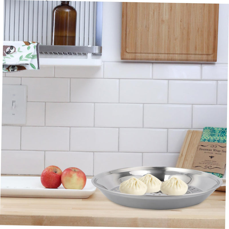 Cabilock 12.20 Inch Stainless Steel Steamer Rack with Holes Thick Food Steaming Tray for Wok Cooking Vegetables Fish Dumplings Kitchen Steamer Basket 30cm