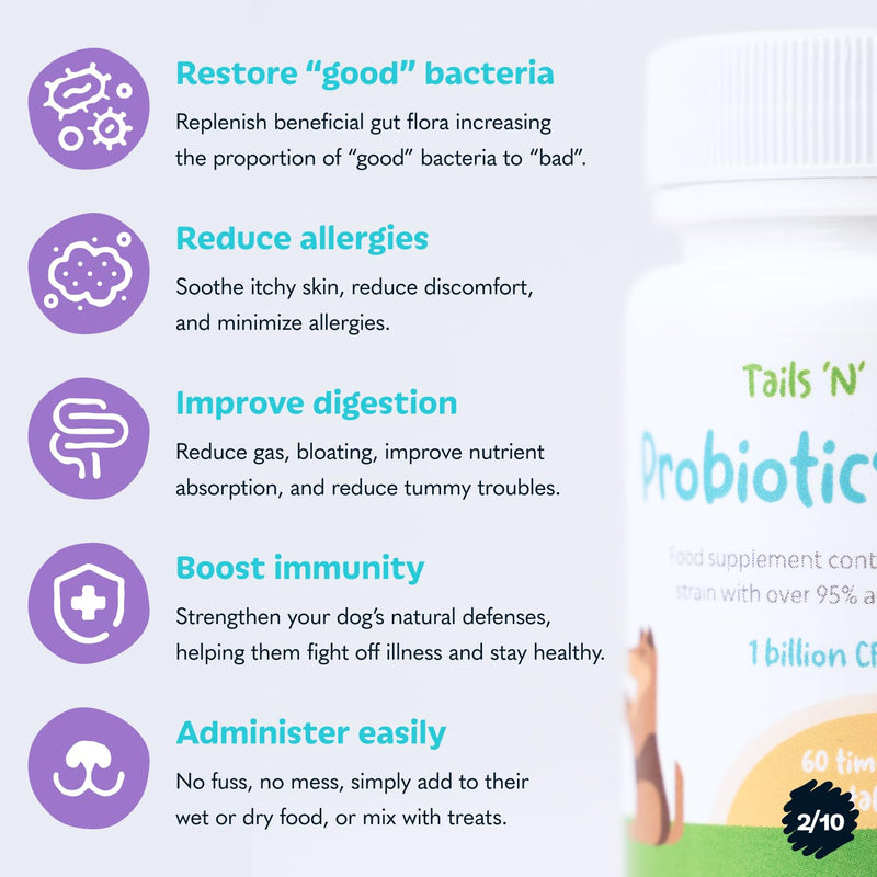Probiotics for Dogs from Tails 'N' Tummies - Made with Minimal Ingredients to Alleviate Allergies, Diarrhea, Infections, & More - PawsPlanet Australia