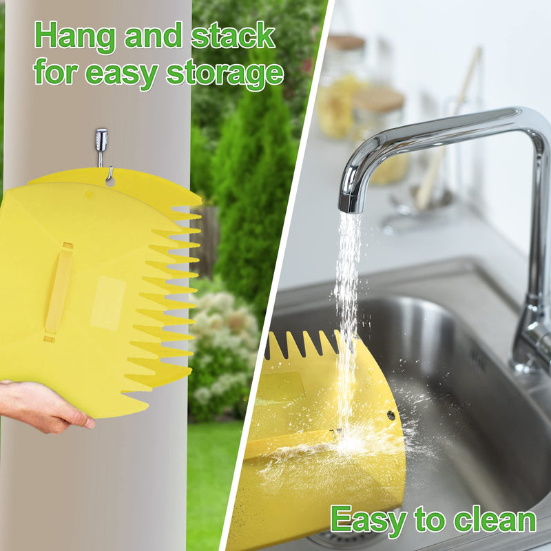 Leaf Scoops Hand Rakes, Large Leaf Grabbers for Yard Work and Garden Use, Clear and Collect Garden Rake, Leaf Scooper and Claws for Leaves, Lawn Debris, and Trash Cleanup, Yellow light yellow