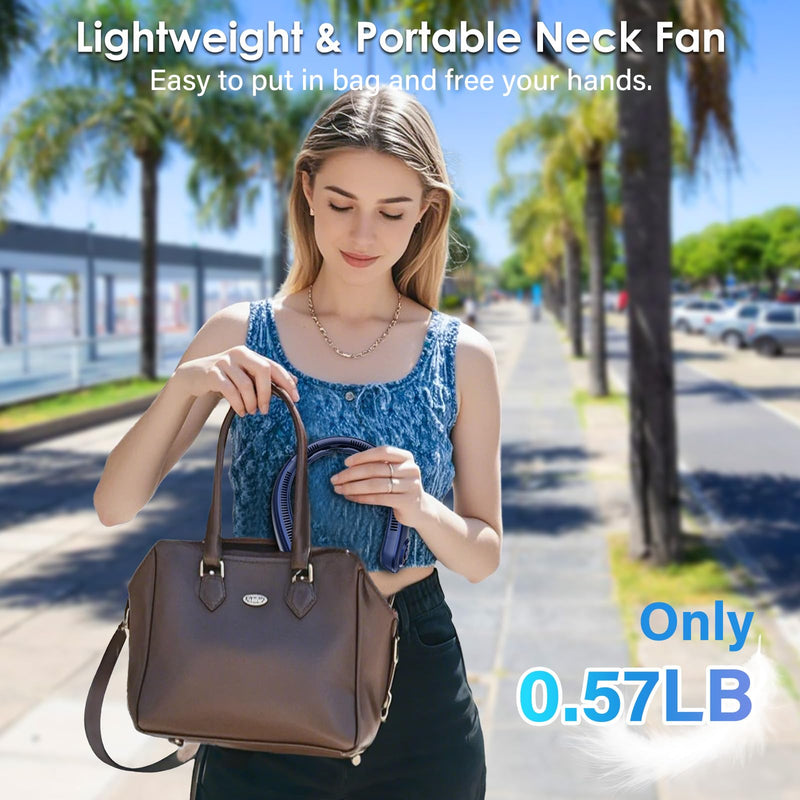 Portable Lightweight Neck Fan with Neck Support, Birthday Gifts for Men Women Dad Mom, Rechargeable Personal Wearable Cooling Neck Fans for Hot Flashes, Disneyland, Travel, Camping Essentials Dark Blue
