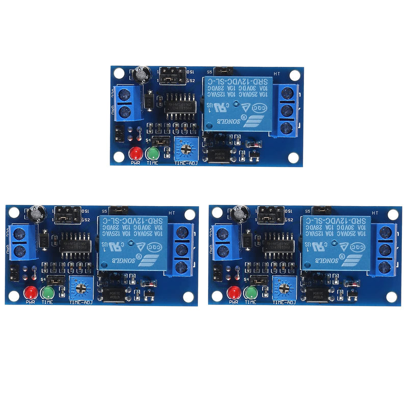 3Pcs DC 12V Delay Relay Module Electronics Delay Relay Turn On Off Switch Module with Timer Adjustment Potentiometer Delay Module LED Indicator