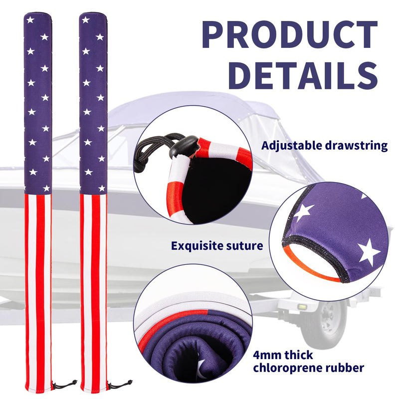 2Pack Boat Trailer Guide Poles Cover, Heavy Duty Neoprene Boat Trailer Guide Pads, Marine Grade Waterproof Trailer Guide Pole Covers with Secure Drawstring, Protect Boat Hull from Scratches (48 Inch) 48 Inch