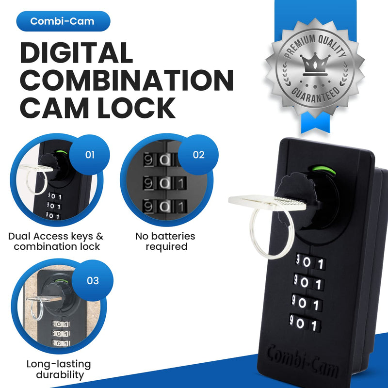 Combi-Cam 7700 & Key MAX Combination Locker LOCKS-7700, Black 1