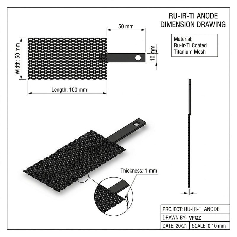 Titanium Anode Ruthenium Iridium Coated – MMO electrodes for electrolyzer,Chlorate Cell, Chlorine Generator & Electrolysis Equipment 3.93X1.97X0.04 IN Ru-Ir/Titanium Anode