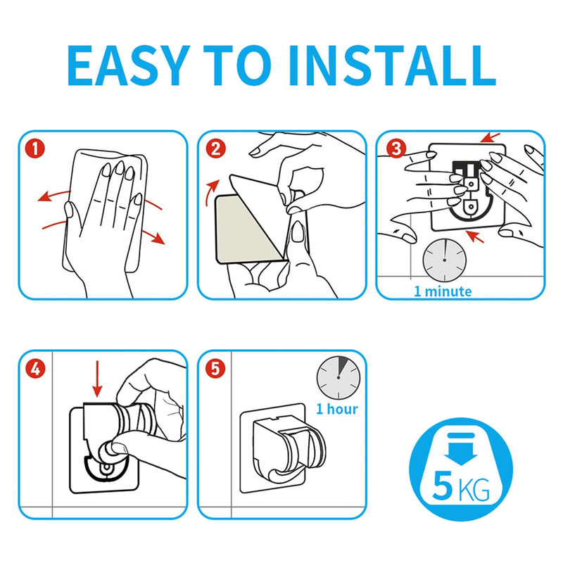 KAIYING Self Adhesive Handheld Shower Head Holder Wall Mount, Adjustable Angle Rv Shower Head Holder, Bathroom Shower Wand Holder, Universal Shower Bracket, ABS, Chrome 1.0