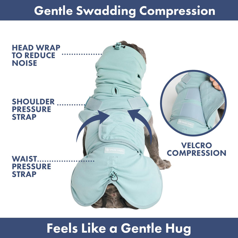 Spark Paws Anxiety Relief Vest for Dogs – Gentle Compression Dog Anxiety Suit, Calming Wrap for Separation Anxiety, Thunder, Fireworks, Suitable for Small Medium and Large Breeds - Teal - Size 3XL 01 Teal 3XL: 60-80lbs