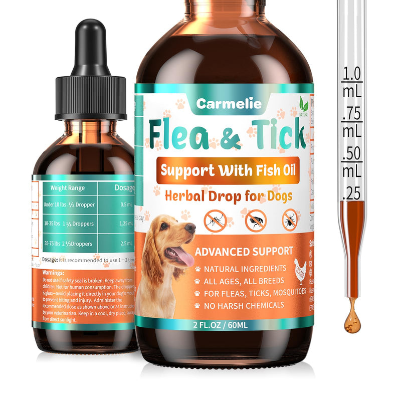 Flea and Tick Support Bundle for Dogs and Cats – Oral Flea Drops for Cats + Flea Drops for Dogs – Natural Flea Prevention for All Breeds & Ages